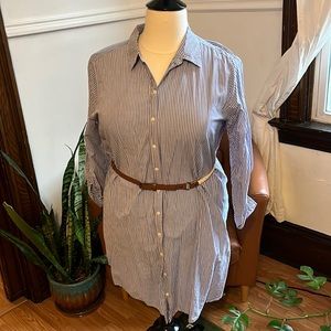 Preppy stripped button down dress with belt from Gap